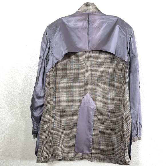 Oxxford Clothes Pure 100% Silk Checked Blazer Partially Lined Men's Size 42L - Picture 12 of 12